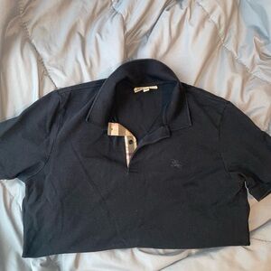 Black Burberry Polo with Checkered Collar